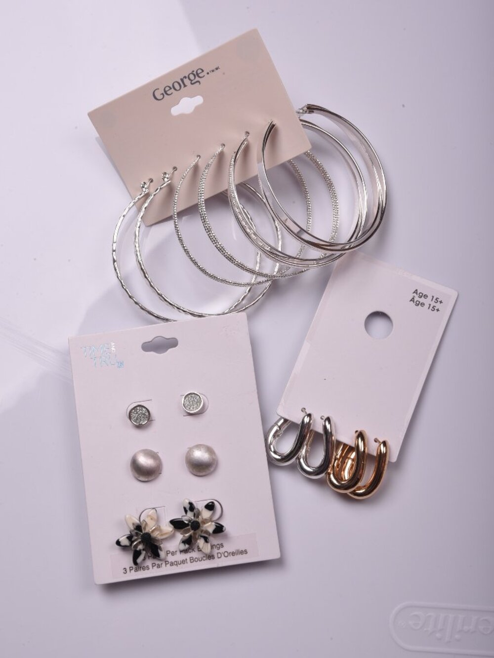 Mixed Fashion Earring Lot – Time and Tru & George Jewelry (3 Card Set)